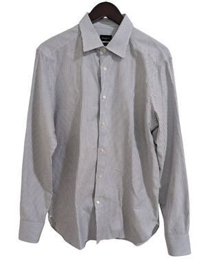Zegna Su Misura Trofeo Blue Striped Dress Shirt L